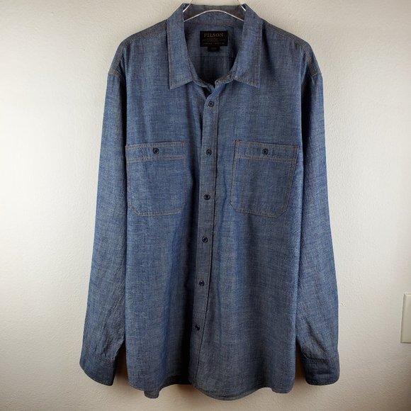 Filson Blue Casual Button Down Shirt - Picture 2 of 11